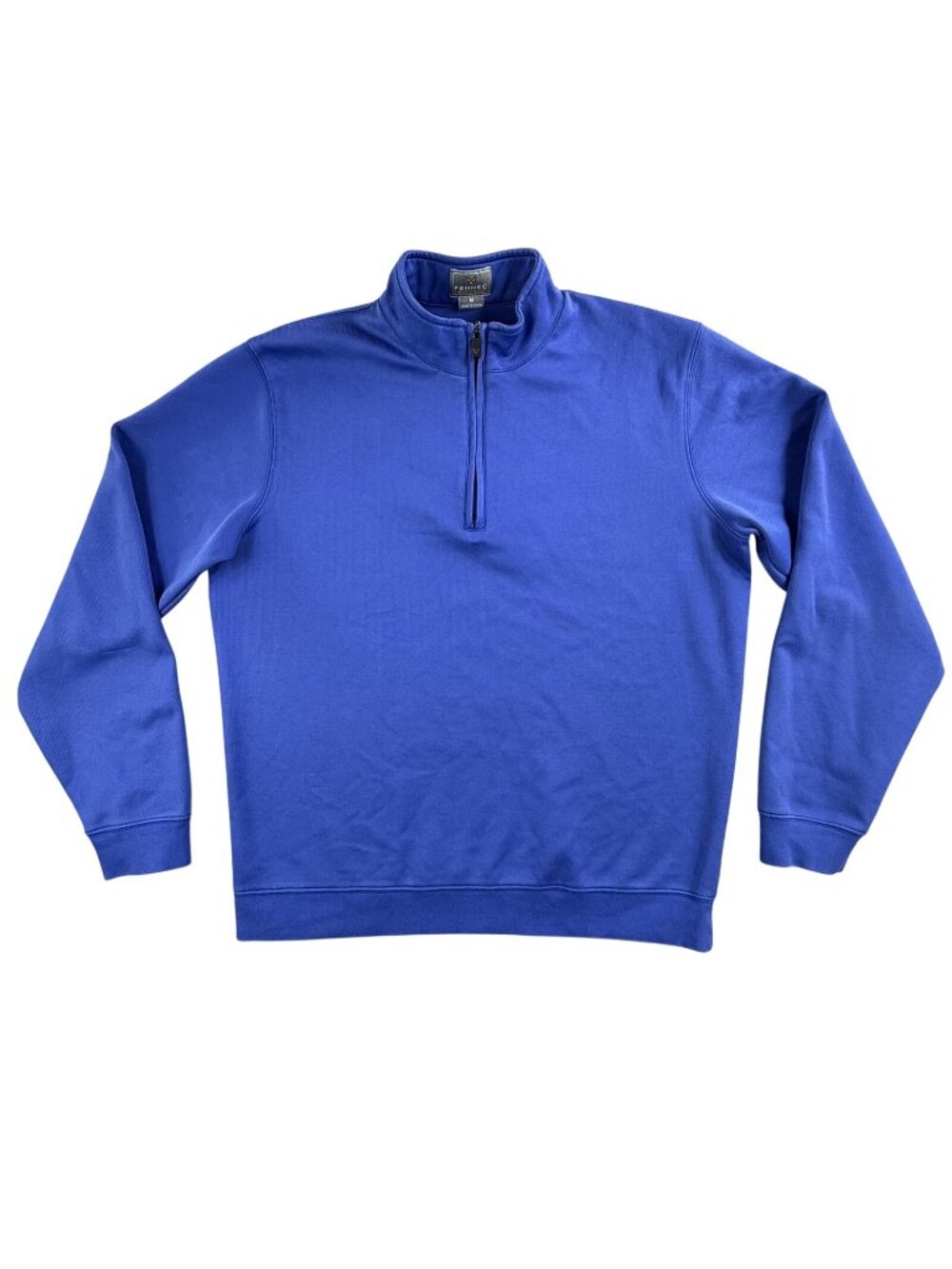 Fennec Sweatshirt Mens Medium Blue 1/4 Zip Mock Neck Fleece Pullover Logo Golf